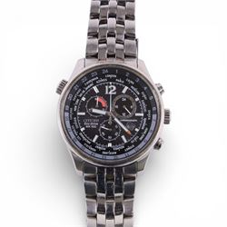 Citizen Eco-Drive Chronograph wristwatch WR100 on stainless steel strap