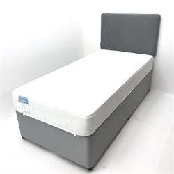  Pair 3' single divan beds with mattresses and headboards, W92cm, H118cm, L195cm (2)  