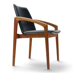 Henning Kjaernulf (1911–1975) for Korup Stolefabrik - Danish mid-century teak framed model 23 chair with black leatherette upholstery