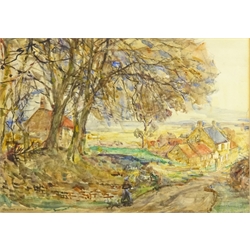  Rowland Henry Hill (Staithes Group 1873-1952): View down Ellerby Bank to the Inn, watercolour signed and dated 1924, 25cm x 36cm  DDS - Artist's resale rights may apply to this lot  
