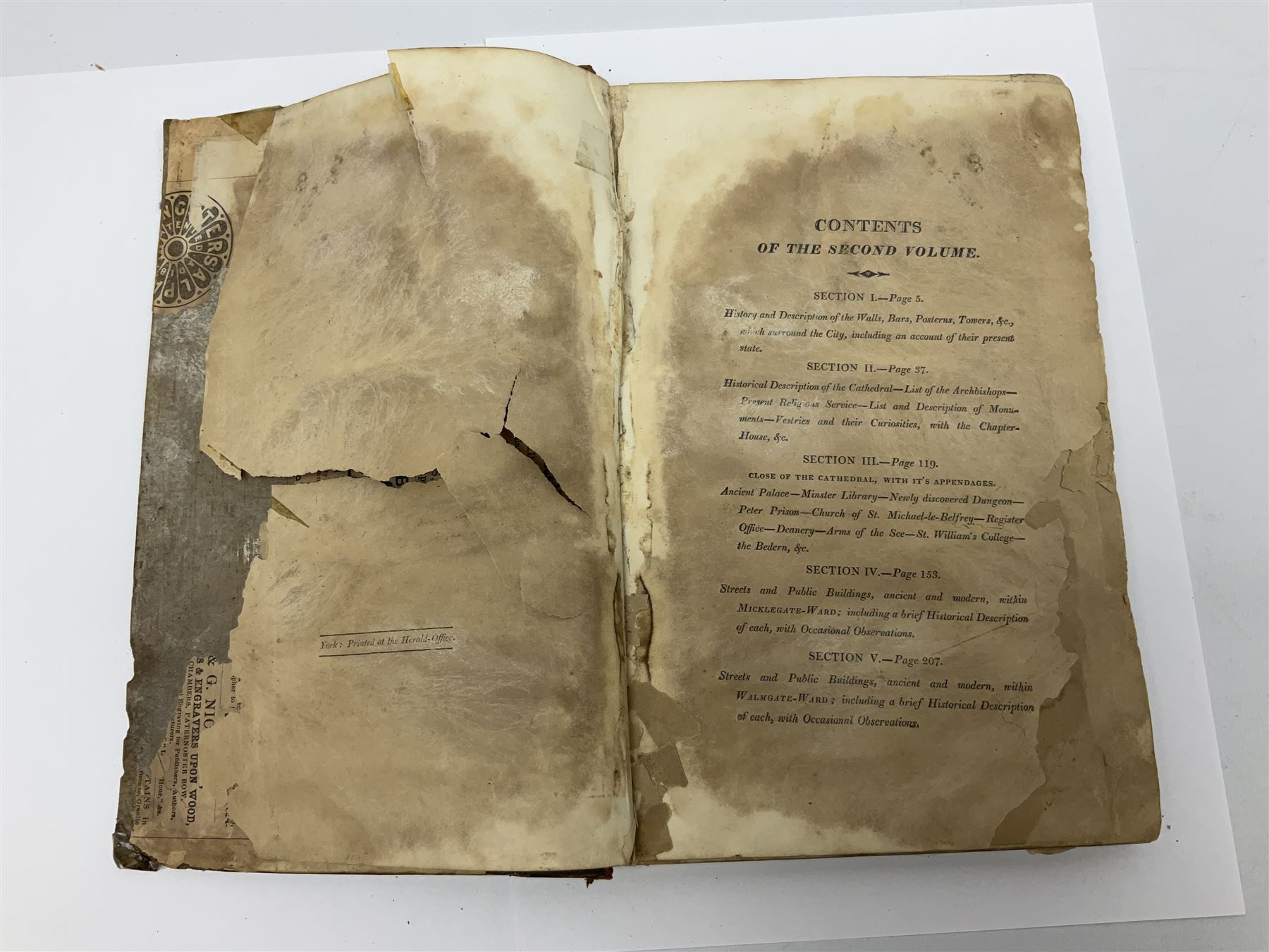 Hargrove Wm.: History and Description of the Ancient City of York. 1818. York Wm. Alexander. Two volumes in three. Disbound and incomplete.