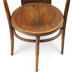 Fischel - Set of six early 20th century Czech Republic bentwood bistro chairs, with continuous hoop back, circular seat on tapering supports united by a stretcher