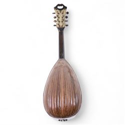 Neapolitan bowl-back mandolin with inlaid faux tortoiseshell scratch plate, inner label reads Gennaro Palumbo & Figlio
