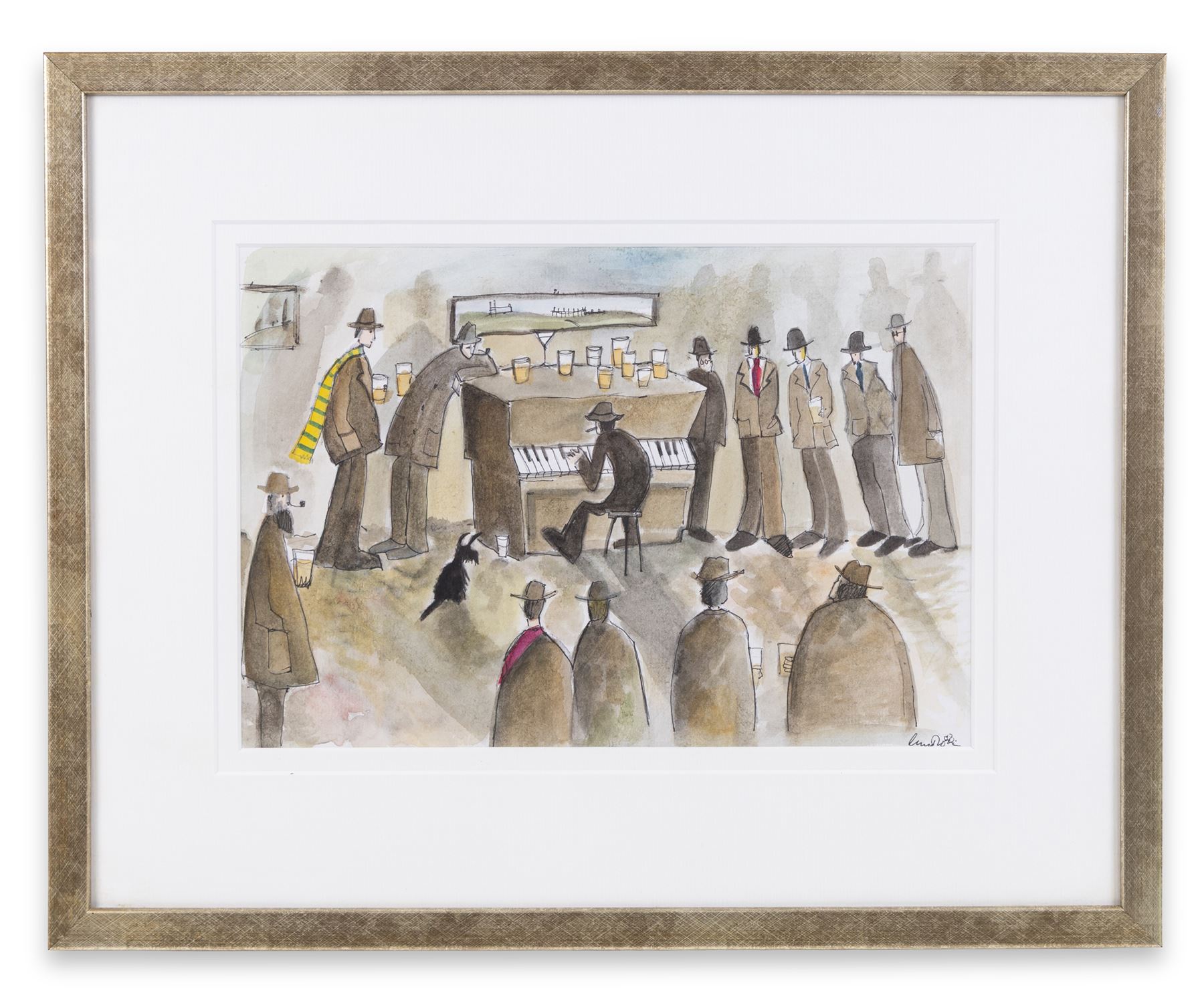 Lucy Collins (British Contemporary): 'Play It Again!', watercolour signed, titled verso 22cm x 32cm