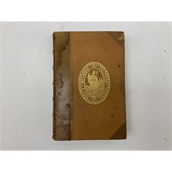 Eighteen 19th century leather bound books including Oeuvres Completes De Voltaire. 1827 Paris. Two volumes; Oeuvres De Pierre Corneille. 1892 Paris; Commentarium in Librum Geneseos Scripsit Thomas Josephus Lamy. 1883 Mechliniae; etc (18)