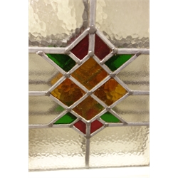  1960's sunburst interior door glazed with bevelled glass, and set six stained glass leaded windows  