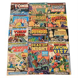 Collection of Bronze Age and later Marvel comic books, titles including  The Invincible Iron Man, The Champions, Captain Marvel, Captain America and The Falcon, War of the Worlds, Man Called Nova, Red Sonja, Skull the Slayer, The Living Mummy, The Frankenstein Monster, The Tomb of Dracula, The Human Torch, etc 
