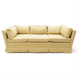 Duresta - three seat sofa of traditional Knole shape, upholstered in neutral tweed-effect ...
