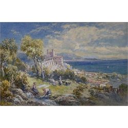 Thomas Charles Leeson Rowbotham (British 1823-1875): 'Lake Bolsena', gouache and watercolour signed 12.5cm x 19cm
