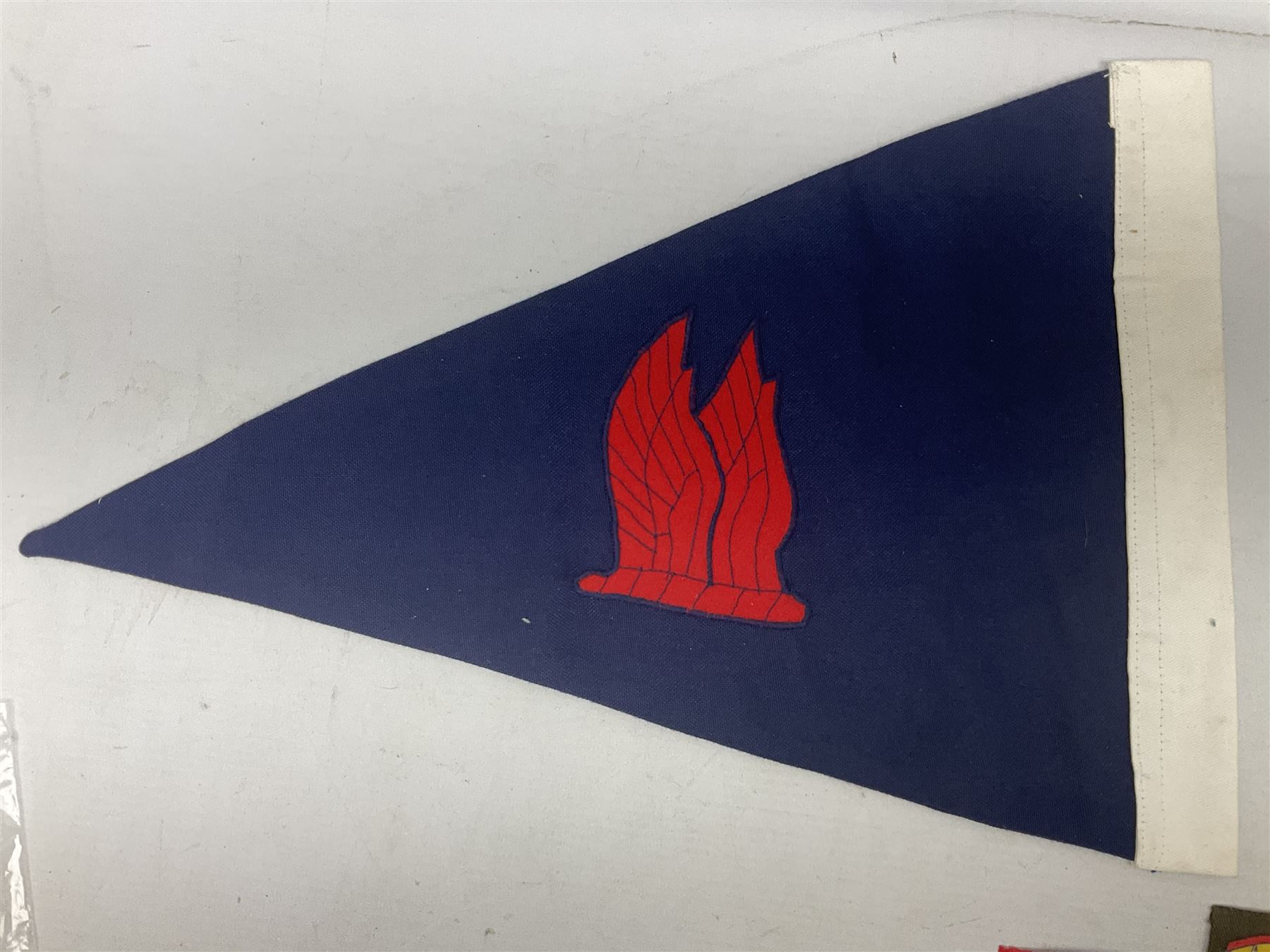 Royal Arms cloth arm adge as worn by Regimental Serjeant-Majors in Foot Guards; naval cap badge; WW2 Commando/Special Forces cloth badges; Home Guard and LDV shoulder titles; and other cloth badges including armoured division, 45th and 77th division, 52nd Lowland Mountain division etc; and 24th Infantry Brigade airmobile pennant