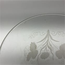 Georgian ale glass, the bowl of tapered form with fluted rim, etched with hops and barley, upon slightly tapering stem and circular domed and folded foot, H30.5cm