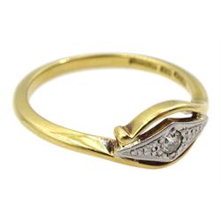 Early-mid 20th century gold kite set single stone diamond ring, stamped 18ct Pt