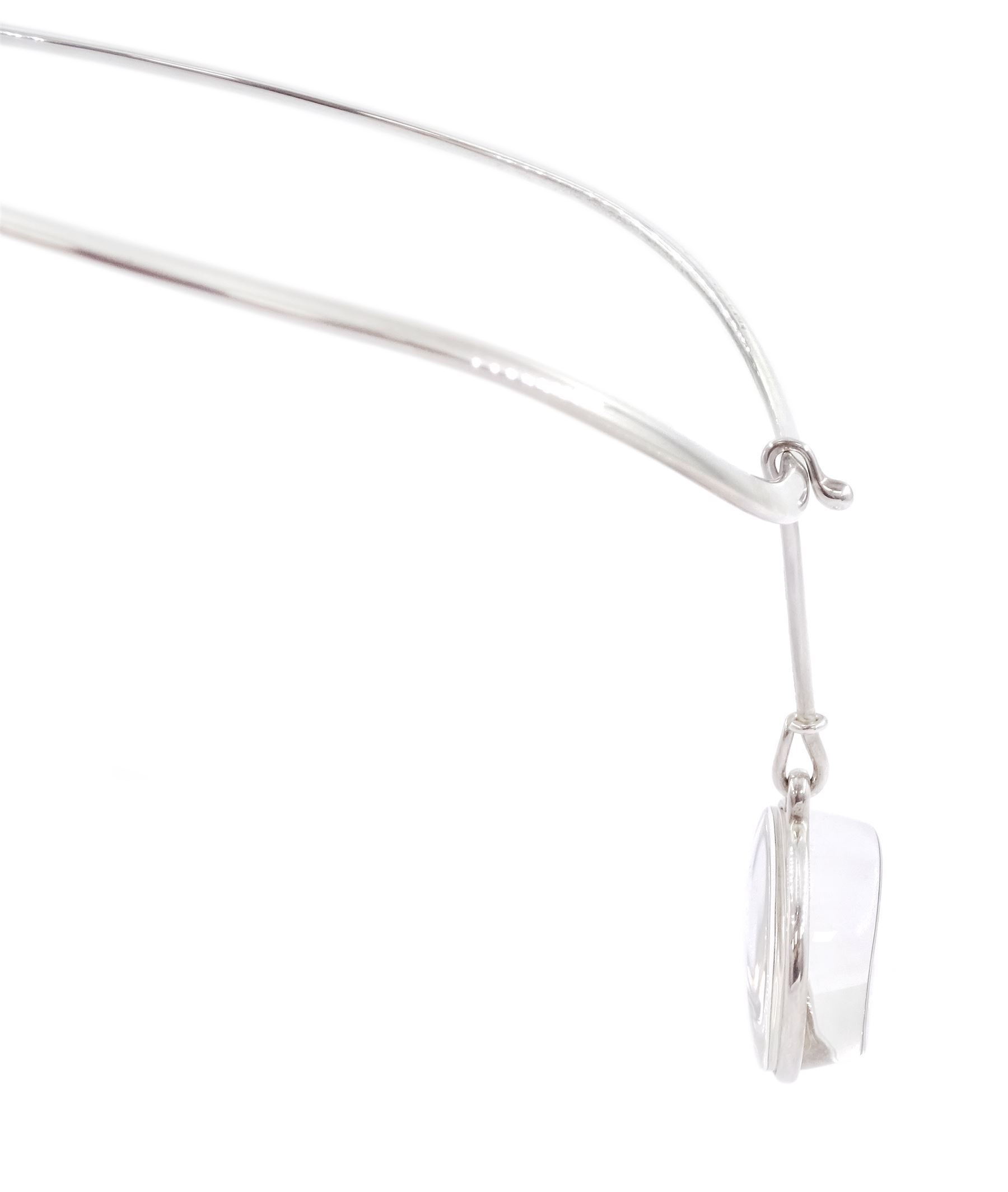 Georg Jensen silver 'Dew Drop' rock crystal pendant necklace designed by Vivianna Torun Bülow-Hübe, pendant No. 311C, on silver collar, No. 410, boxed