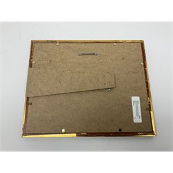 Great Britain Queen Victoria penny black stamp with red MX cancel and 1841 two pence blue stamp, white lines added, with black cancel, housed in a framed display