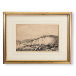 Albert George Strange (British c1855-1917): Sandsend near Whitby, viewed from the Scaur with the Viaduct in the distance, monochrome watercolour signed 17cm x 27cm 
Provenance: original illustration for Joseph Smith Fletcher, 'A Picturesque History of Yorkshire', pub. 1899-1901, p.317