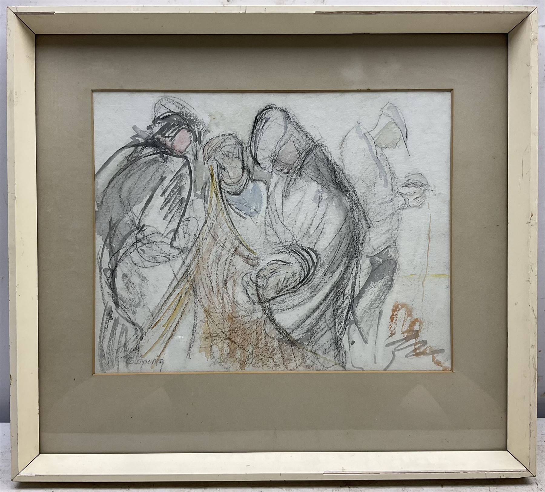 Lilian Colbourn (British 1897-1967): 'Fishermen - Whitby', pencil and chalk signed, titled on label verso 24cm x 30cm 
Provenance: exh. Scarborough Art Gallery Fourth North Riding Artist's Exhibition, loaned by the current vendor, label verso