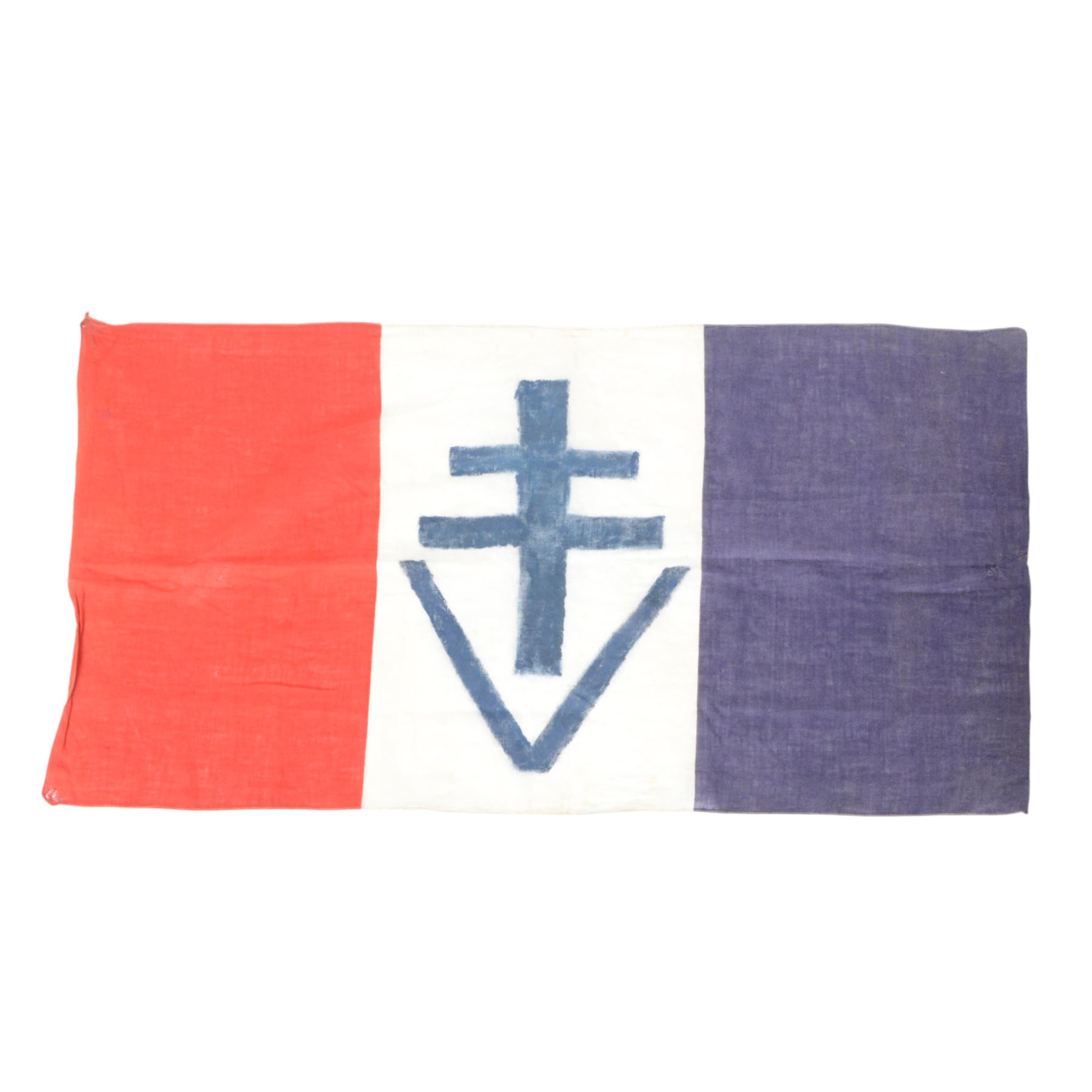WWII French Forces of the Interior flag, circa 1944, H41cm, L80cm
