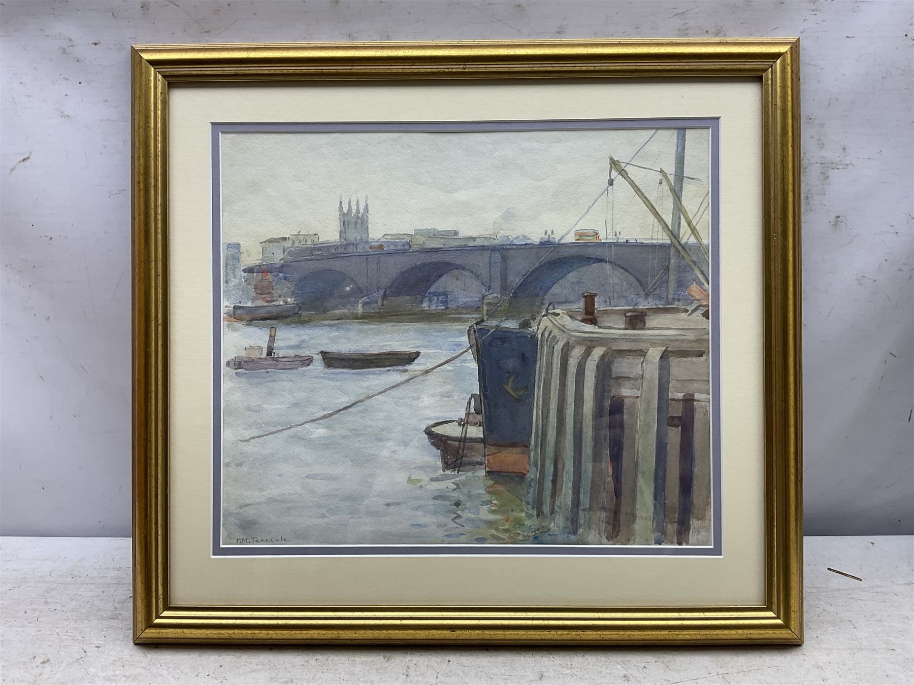 Percy Morton Teasdale (Staithes Group 1870-1961): Riverside Quay, watercolour signed 31cm x 37cm
Provenance: private collection; David Duggleby 10th June 2013, Lot 167; from the studio collection of the Robin Hoods Bay artist John Harold Wood whose sister was married to Teasdale.