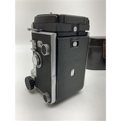 Mamiyaflex C3 TLR camera body, serial no. 2399634, with 'Mamiya Sekor 1:4.5 f=18cm' lens, serial no. 690864 and 736076