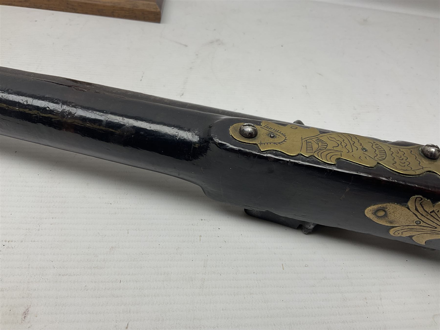 19th century Arabian(?) jezail flintlock musket, approximately 28-bore, the 137cm(54