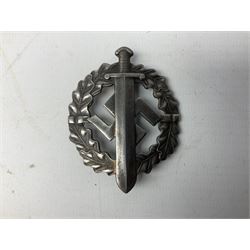 Two WW2 German Sports badges - SA sports badge marked verso 'W.Redo Eigentum D. Obersten SA. Fuhrung Saar Lautern'; and DRL sports badge marked verso 'Wernstein Jena D.R.G.M. 35269' (2)
