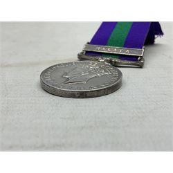 George VI General Service Medal with Malaya clasp awarded to 21126578 Fus. J. Kelly R. Innisks.; with ribbon