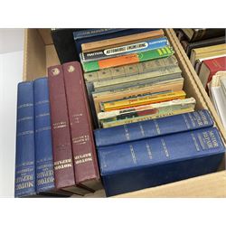 Collection of books, to include four volumes of Muspratts Chemistry, The Beatles Unseen Archives, Hobbies magazines, The Encyclopaedia of Sanitary Plumbing and a collection of motor engineering books, etc, in three boxes