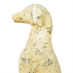 Pair of composite seated greyhound statues, H62cm 