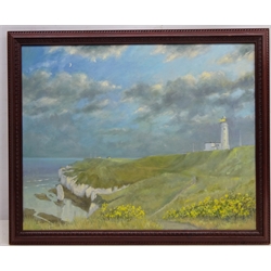  Flamborough Lighthouse, oil on canvas signed and dated '96 by Les Pearson (British 1923-2010) 40cm x 50cm  