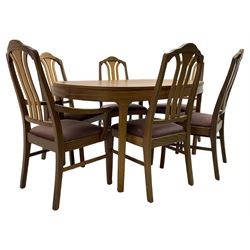 Nathan - teak oval extending dining table (99cm x 153cm - 205cm, H75cm ); and a set of six chairs