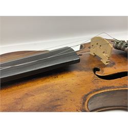 Late 19th century French trade violin with 35.5cm one-piece maple back and ribs and spruce top L59cm overall; in carrying case with bow