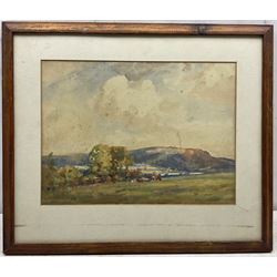 John William Howey (Staithes Group 1873-1938): 'Hambleton Hills - Thirlby', watercolour signed and dated 1923, titled in a later hand verso 26.5cm x 36cm