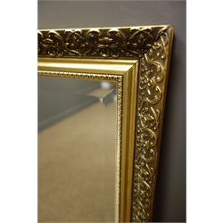  Large gilt framed rectangular bevel edged mirror, W127cm, H102cm  