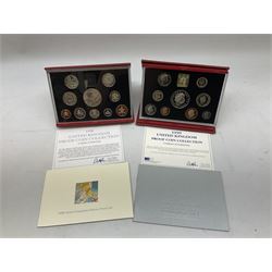 Six The Royal Mint United Kingdom proof coin collections, dated 1993, 1994, 1998, 1999, 2001 and 2003, all in red folders with certificates