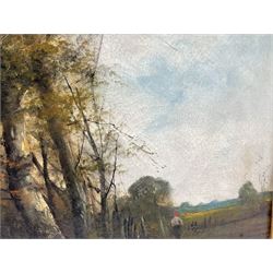 English School (early 20th century): Edge of the Woods, oil on canvas indistinctly signed 31cm x 40cm