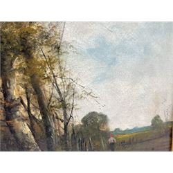 English School (early 20th century): Edge of the Woods, oil on canvas indistinctly signed 31cm x 40cm