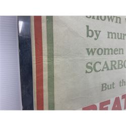 WWI style Scarborough enlistment poster 'Remember Scarborough! Enlist Now!', in metallic frame, H75.5cm