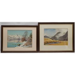 Geoffrey H Pooley (British 1908-2006): Lake District Landscapes in Summer and Winter, pair watercolours signed and dated 1972 (2)