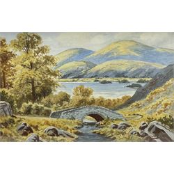 W A G (British 19th century): Rural Cottage with Figures, watercolour signed together with R Dean (British 20th century): 'Ashness Bridge' Keswick Lake District, watercolour signed max 24cm x 37cm (2)