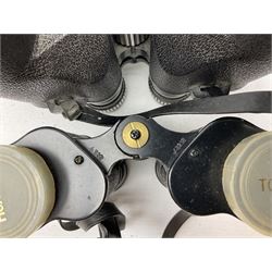 Twelve pairs of binoculars to include BWCF 7x35 Extra Wide Angle, Carl Zeiss Jena Delturis 8x24, Carl Zeiss Jena Jenoptem 8x30W, Chinon Countryman 10x50,  Ajax 8x30, Regent 16x50, etc,  some with cases