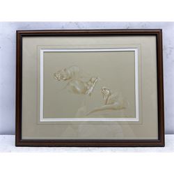 John Naylor (British 1960-): 'Otters', crayon and chalk signed titled and dated '93, 24cm x 33cm