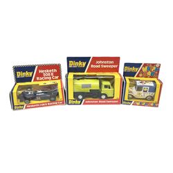 Dinky - Johnston Road Sweeper No.449; Hesketh 308E Racing Car No.222; and Happy Cab No.120; all in unpunched window boxes (3)