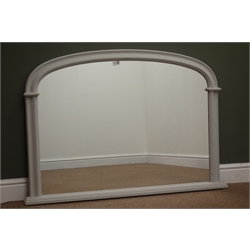  Painted arch top overmantle mirror, W115cm, H85cm  