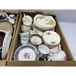 Assorted ceramics, to include various teawares, pair of Oriental style vases, pair of ginger jars, figures, etc., in two boxes 