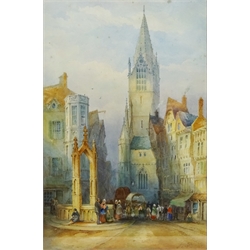  Frederick William Booty (British 1840-1924): Continental Market Place, watercolour signed and dated 1921, 54cm x 35.5cm  