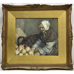 Percy Brooke (British 1869-1916): A Staithes Fishwife, watercolour signed 34cm x 39cm