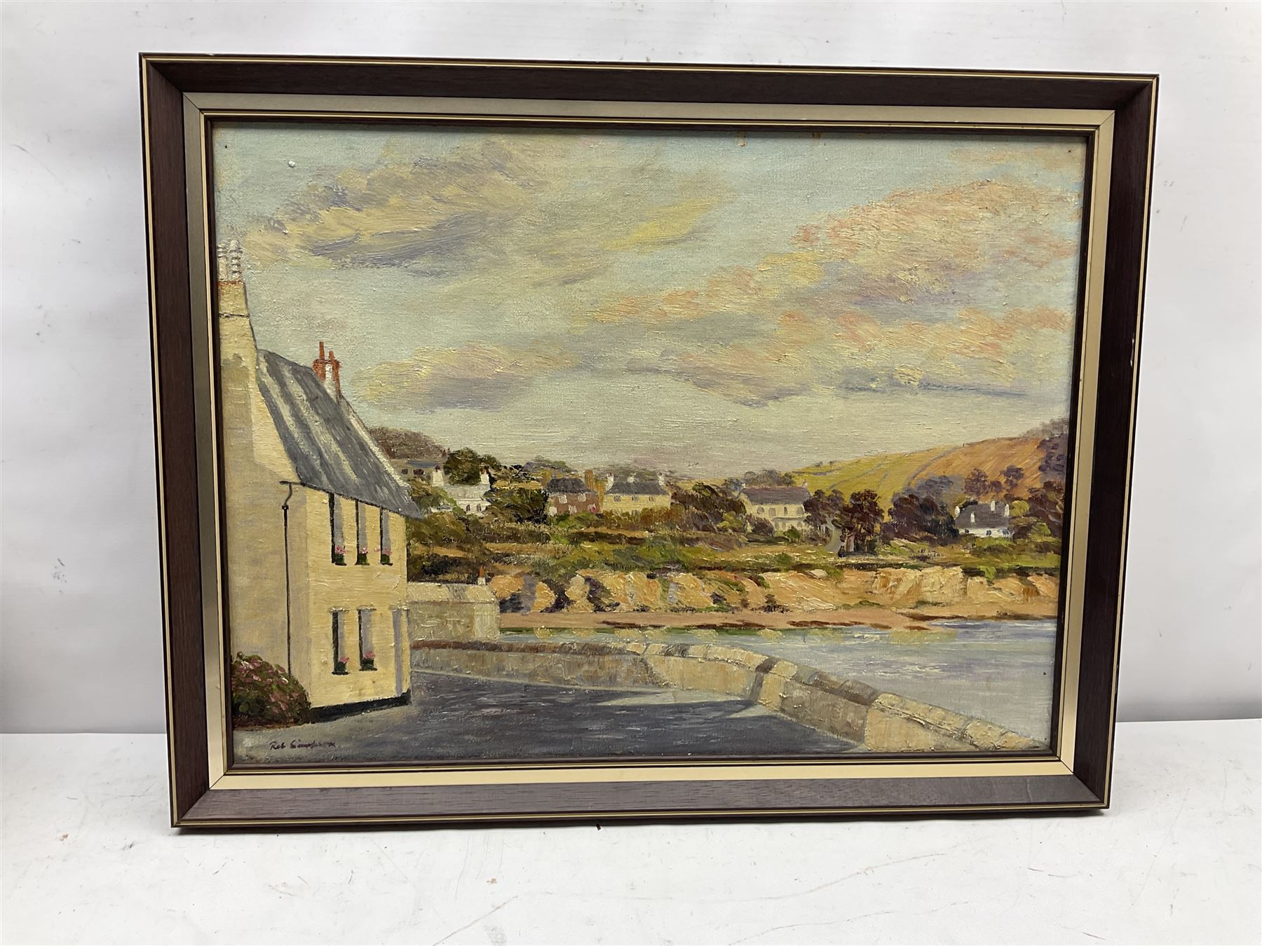 Robert Simpson (British 20th century): Old Courthouse St Mawes, oil on canvas signed 45cm x 60cm