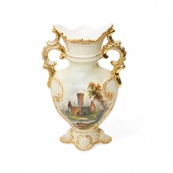 Two vases decorated with Fountains Abbey and Melrose Abbey, Imari charger and various Wedgwood jasperware items, in one box