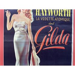 Columbia Films 'Gilda' film poster, starring Rita Hayworth and Glenn Ford, framed, poster 47cm x 35cm