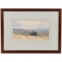 Brian Irving (British 1931-2013): Horse Carrying Hay over the Dales, watercolour heightened with white signed 10.5cm x 19.5cm 
